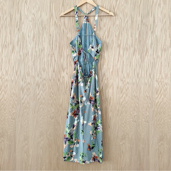 ASTR Sandrine Floral Halter Dress in Sage Orange Floral - Picture 11 of 16